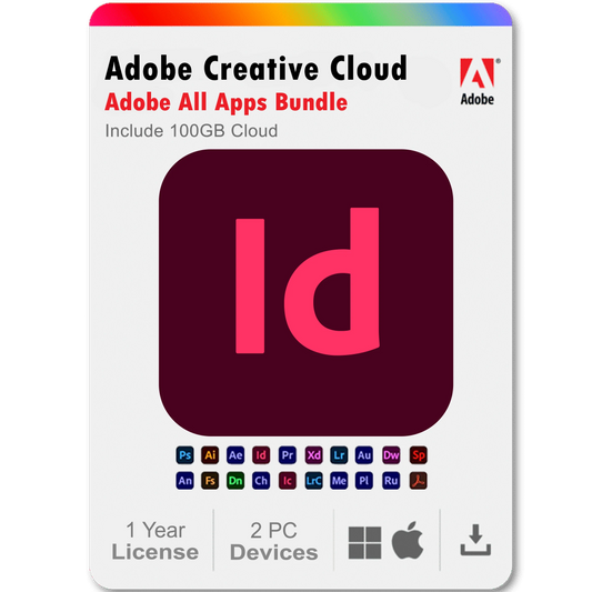 InDesign 2025 1 Year Subscription All Adobe Creative Cloud Apps Bundle